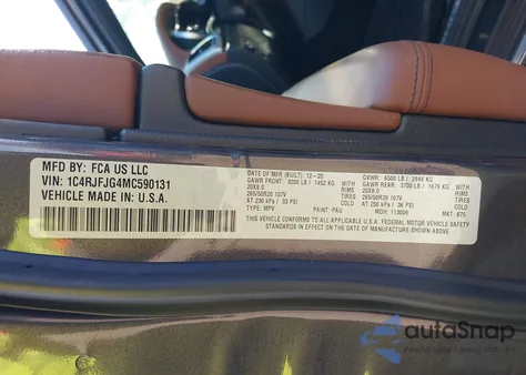 2021 Jeep Grand Cherokee Summit 4X4 z USA, uszkodzony, nr VIN 1C4RJFJG4MC590131